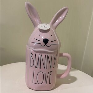 Easter Rae Dunn Pink Bunny Love Mug with Lid